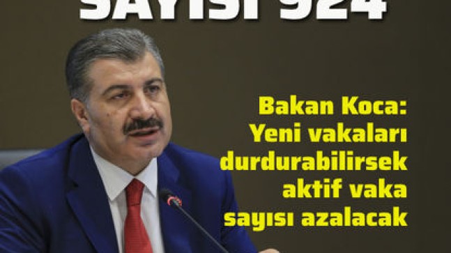 Koronavirüs salgınında yeni vaka sayısı 924!