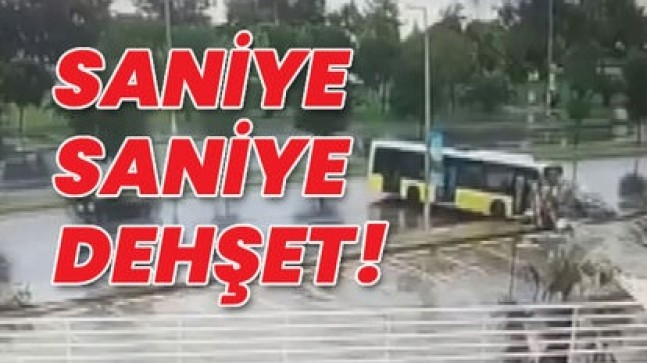 Saniye saniye dehşet! İETT otobüsünün duraktaki bisikletlilere çarptığı anlar kamerada